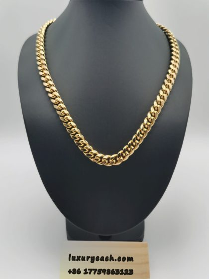 10MM Miami Cuban Chain Lobster Clasp 18K Gold Mens and Womens Cuban Link NeckLace