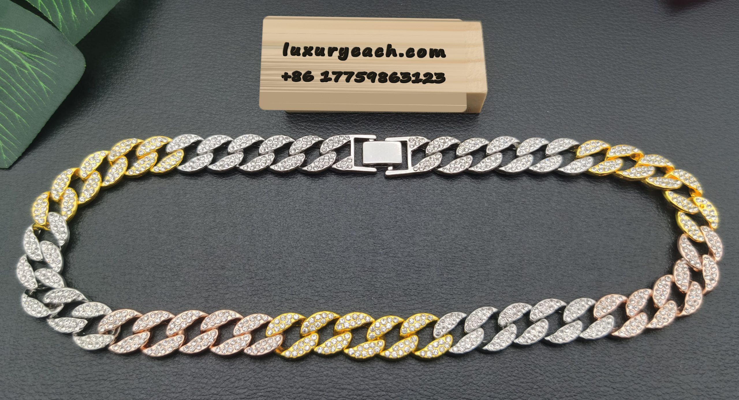 15MM Cuban Link Chain Diamond Fashion Ins Style Mens Womens Cuban Link Necklace