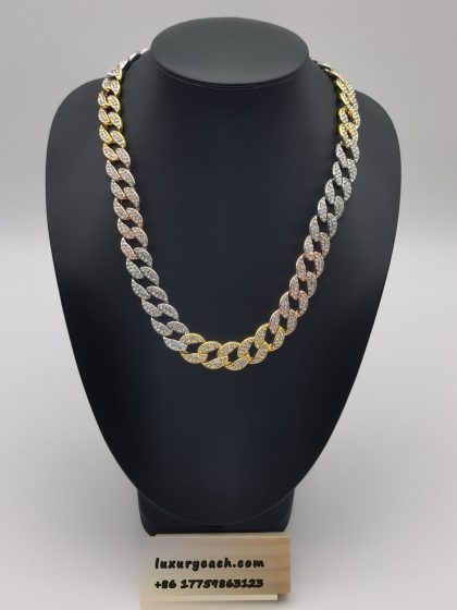 15MM Cuban Link Chain Diamond Fashion Ins Style Mens Womens Cuban Link Necklace
