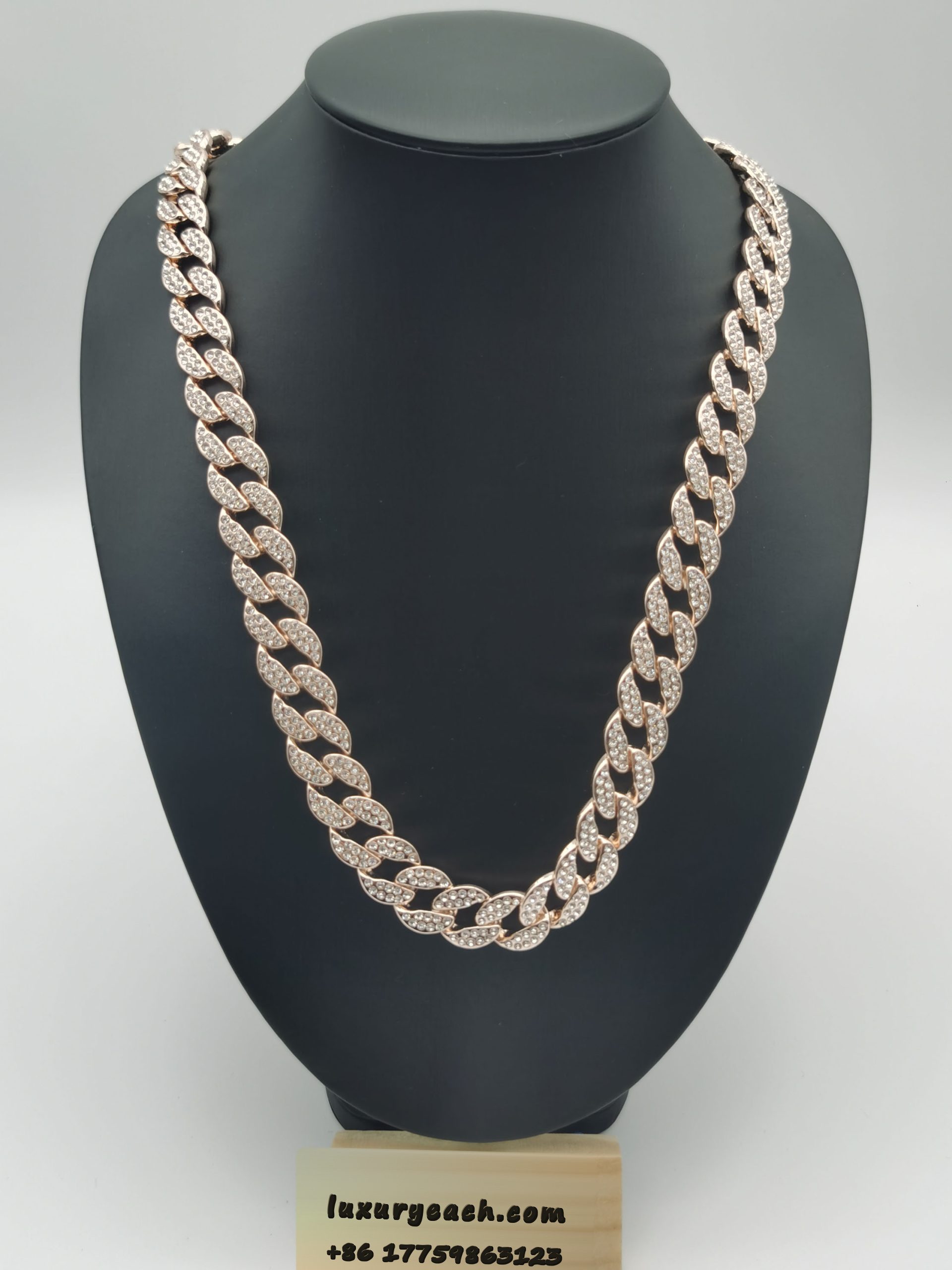 15MM Cuban Link Chain Diamond Iced Out Cuban Chain Hip Pop Cuban Link Necklace