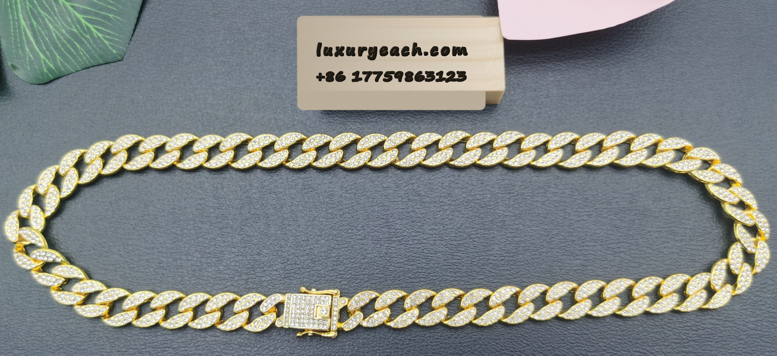 15MM Cuban Link Chain Diamond Iced Out Cuban Chain Hip Pop Cuban Link Necklace