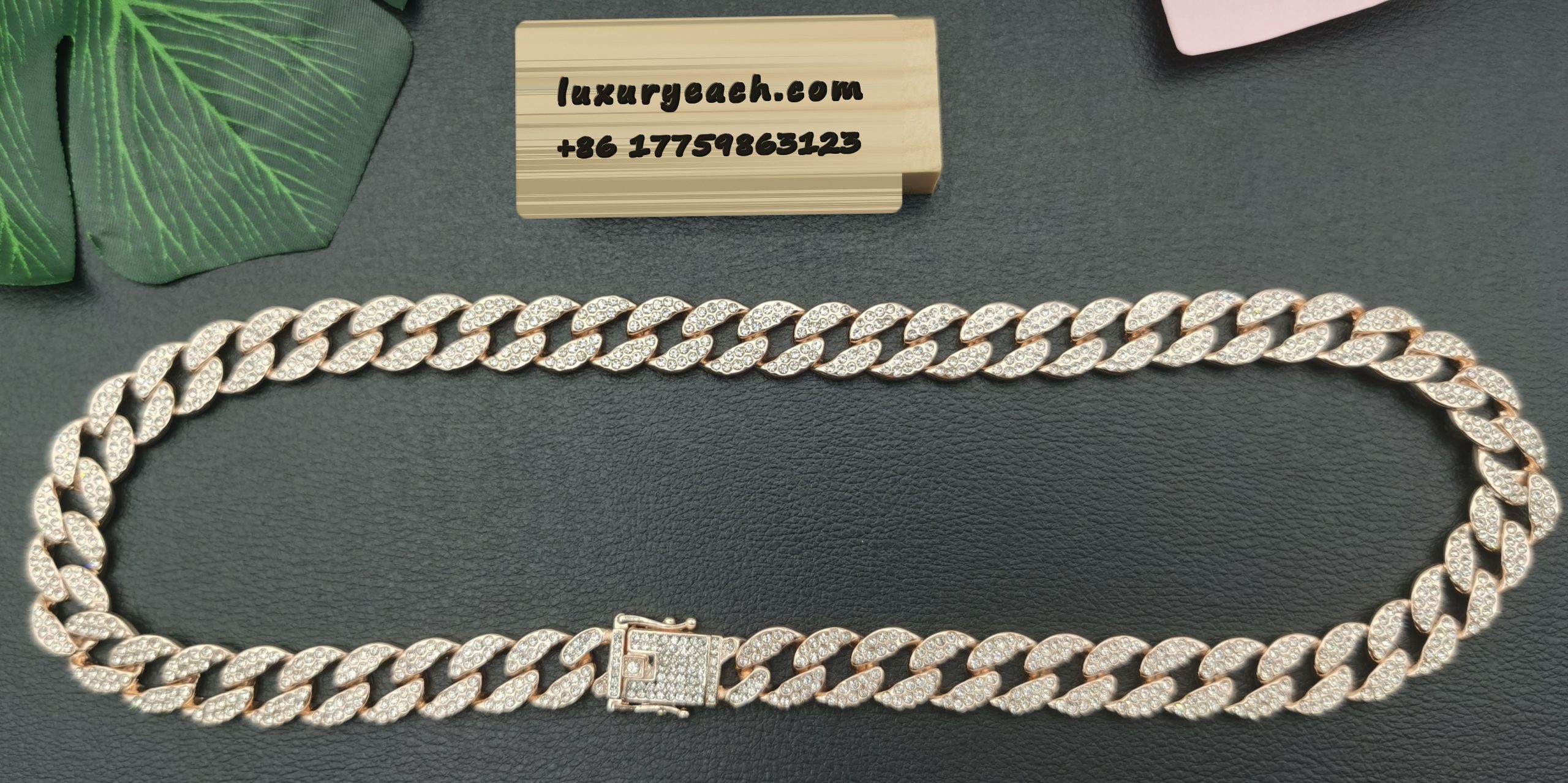 15MM Cuban Link Chain Diamond Iced Out Cuban Chain Hip Pop Cuban Link Necklace
