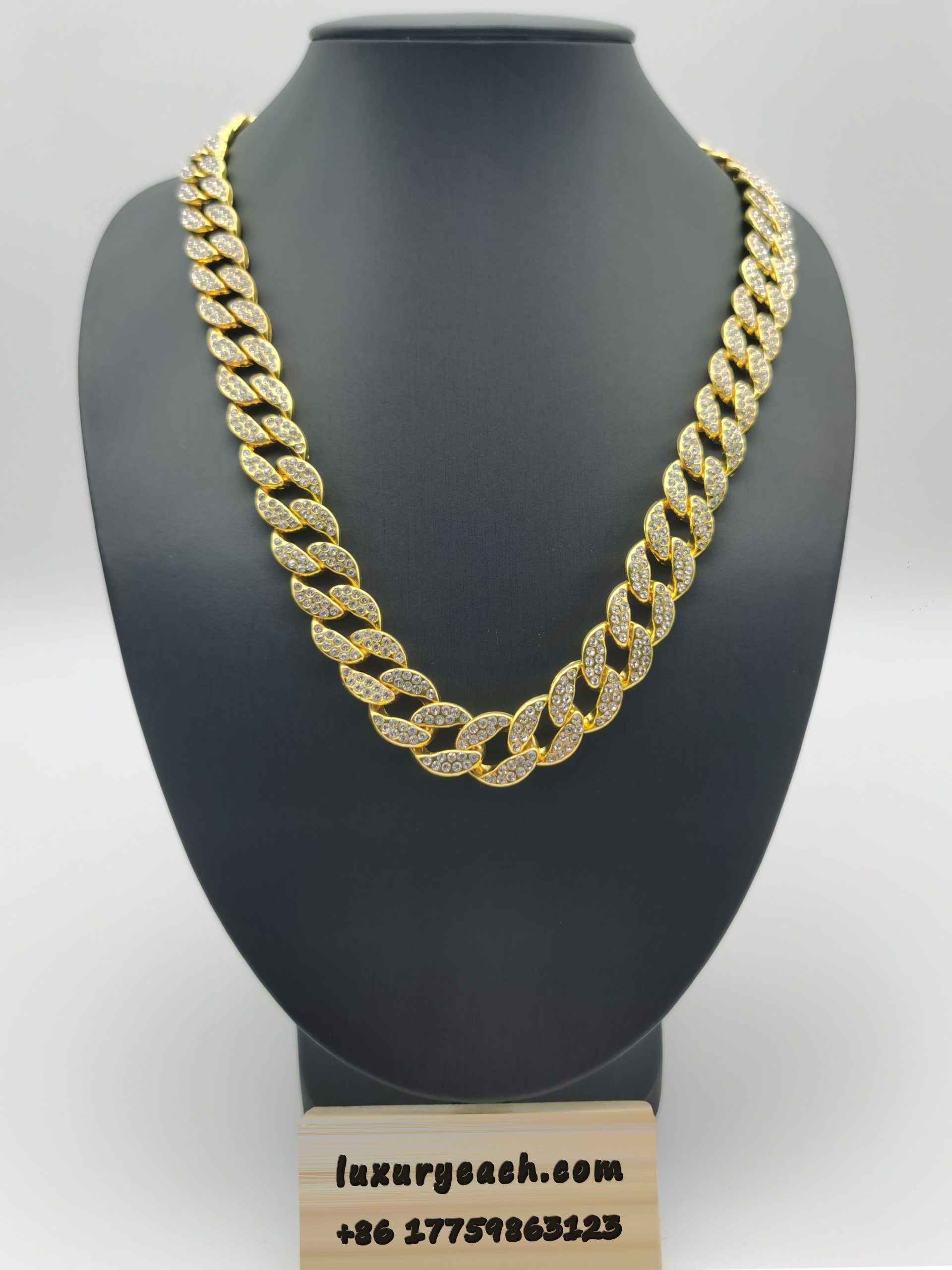 15MM Cuban Link Chain Diamond Iced Out Cuban Chain Hip Pop Cuban Link Necklace