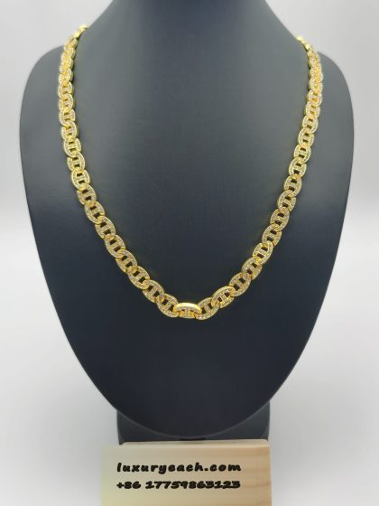 18K Gold Cuban Link Chain Diamond Iced Out Cuban Link Hip Hop Cuban Link Necklace