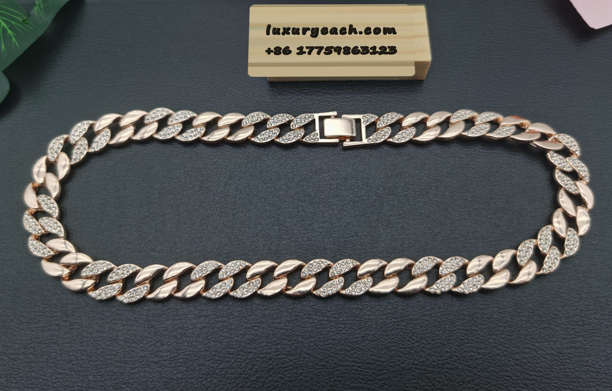 15MM Cuban Chain Hip Hop 18K Rose Gold Cuban Link Chain Mens Womens Cuban Link Necklace