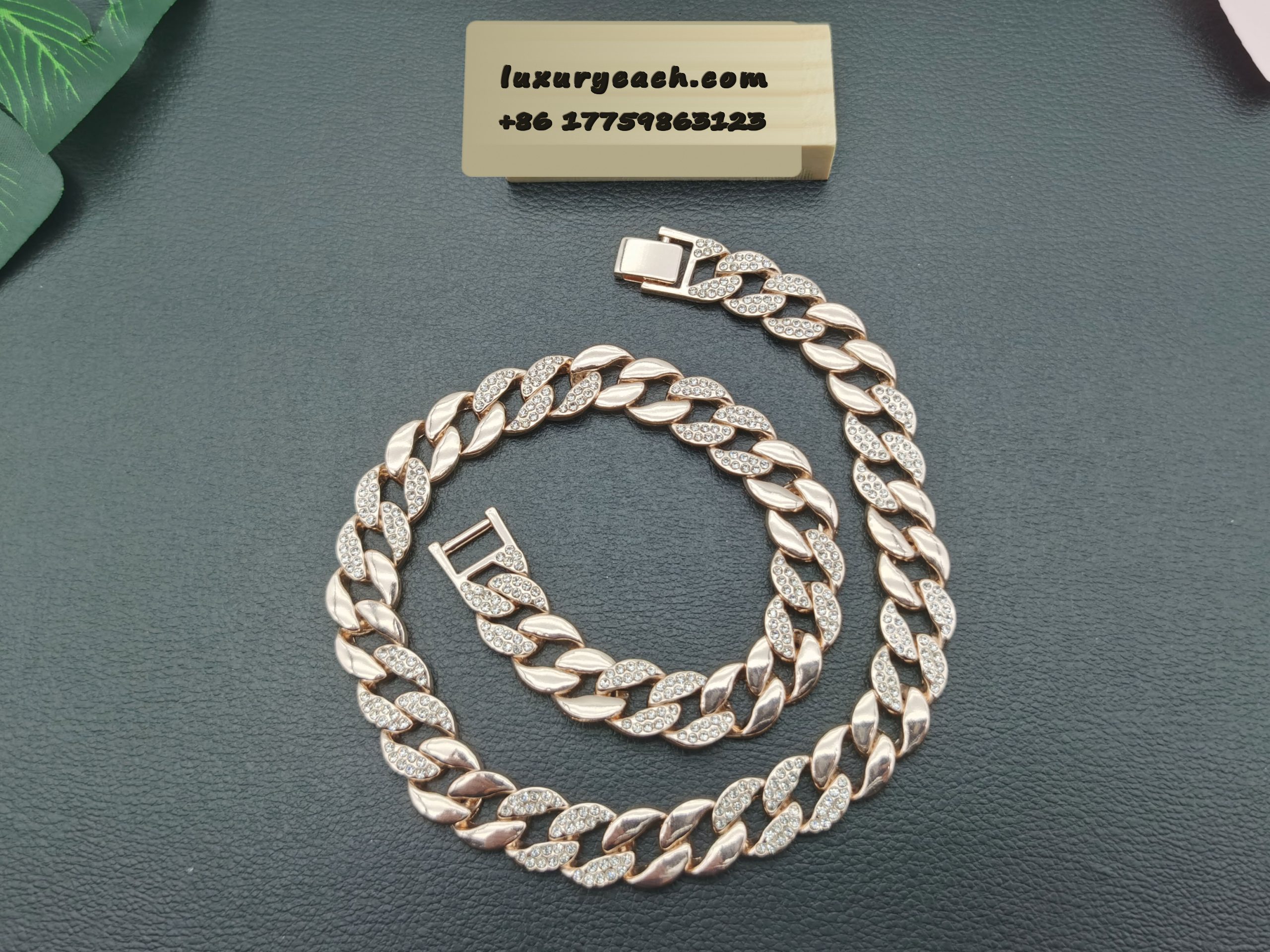 15MM Cuban Chain Hip Hop 18K Rose Gold Cuban Link Chain Mens Womens Cuban Link Necklace
