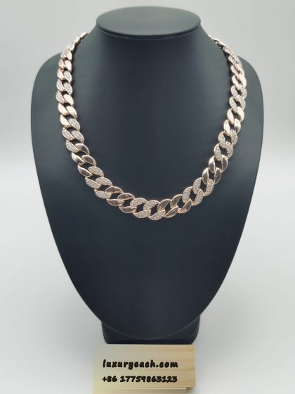 15MM Cuban Chain Hip Hop 18K Rose Gold Cuban Link Chain Mens Womens Cuban Link Necklace