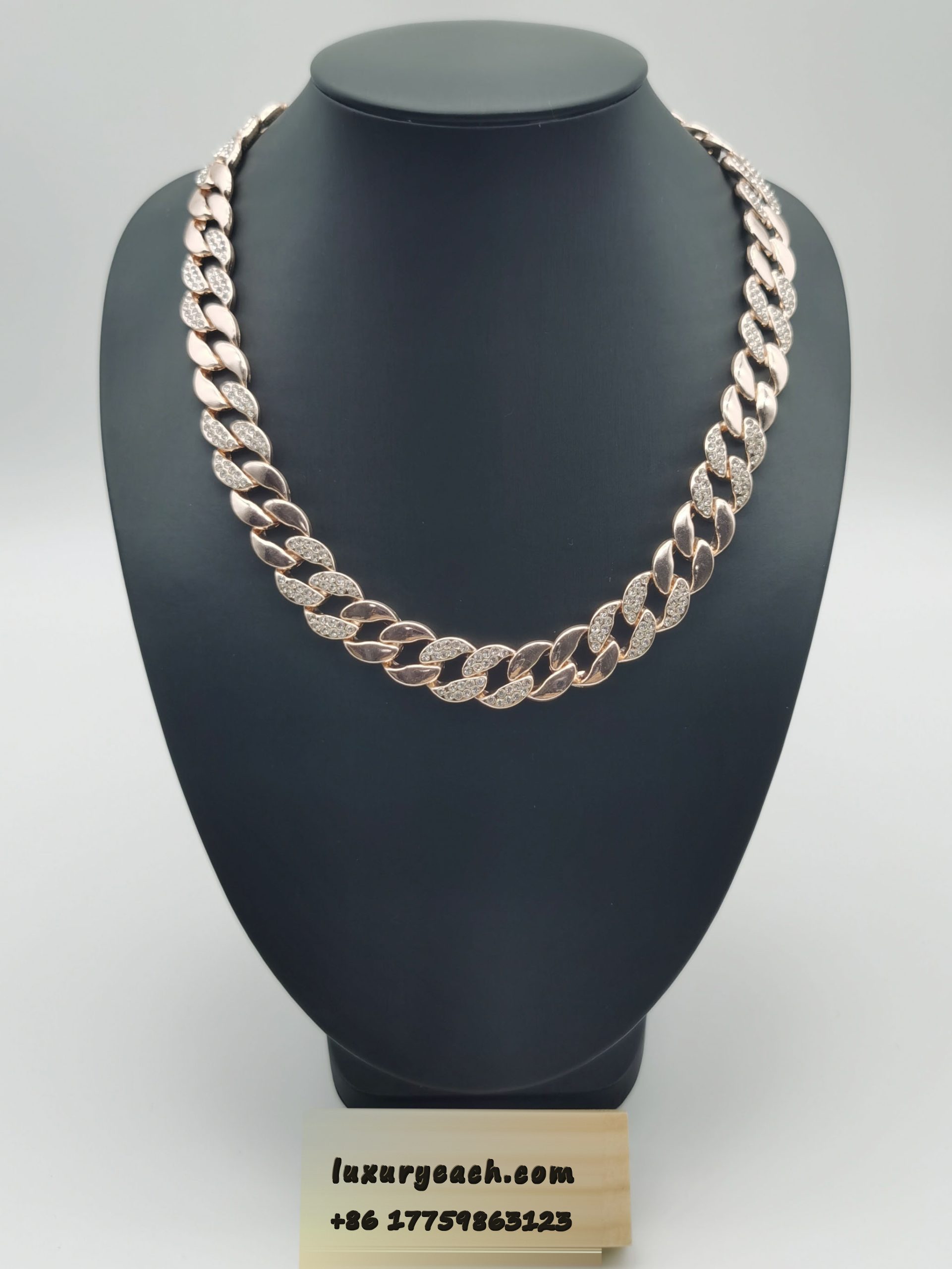 15MM Cuban Chain Hip Hop 18K Rose Gold Cuban Link Chain Mens Womens Cuban Link Necklace