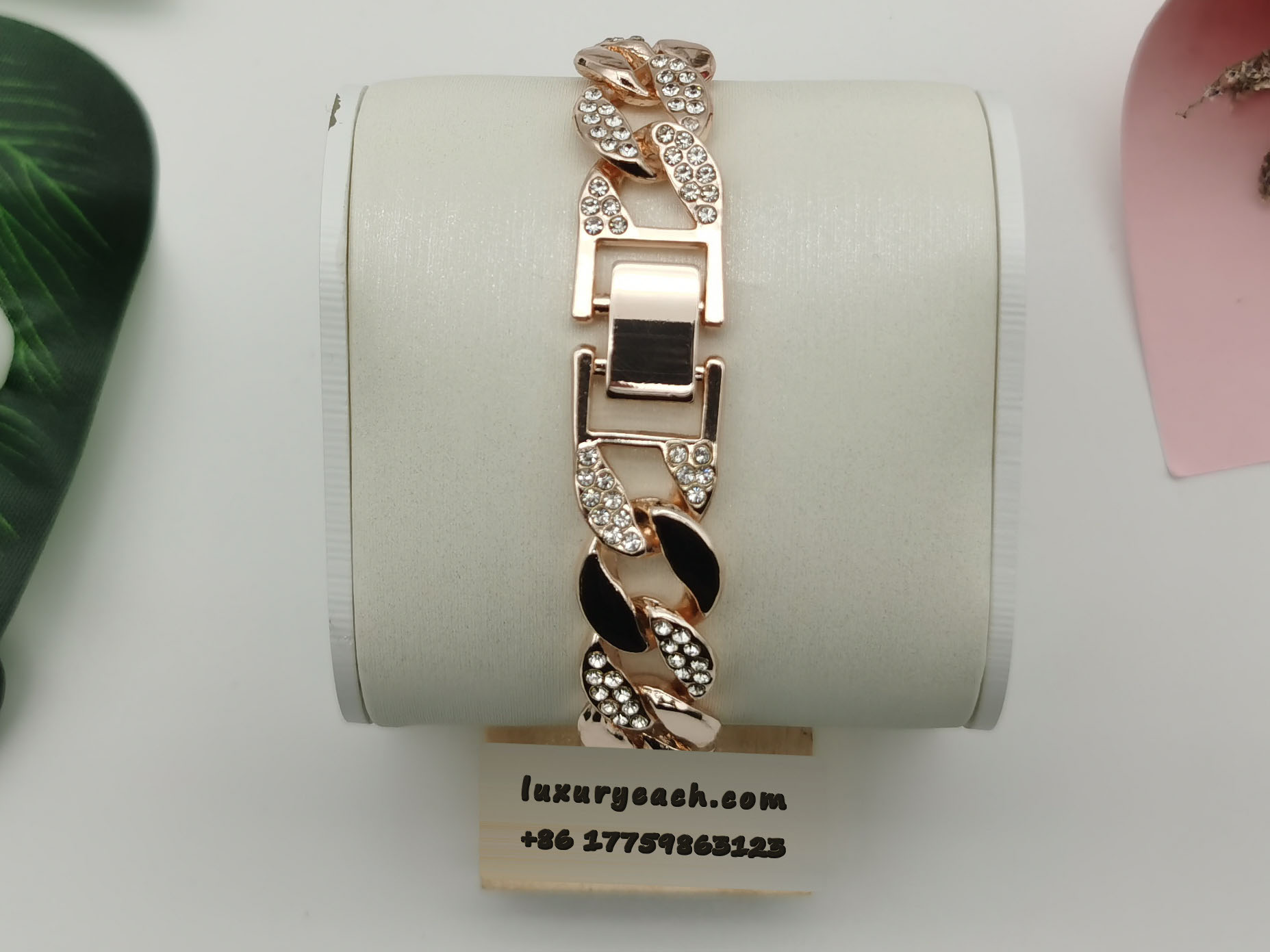 15mm Cuban Chain 18K Rose Gold Cuban Link Chain Mens Womens Cuban Link Bracelet