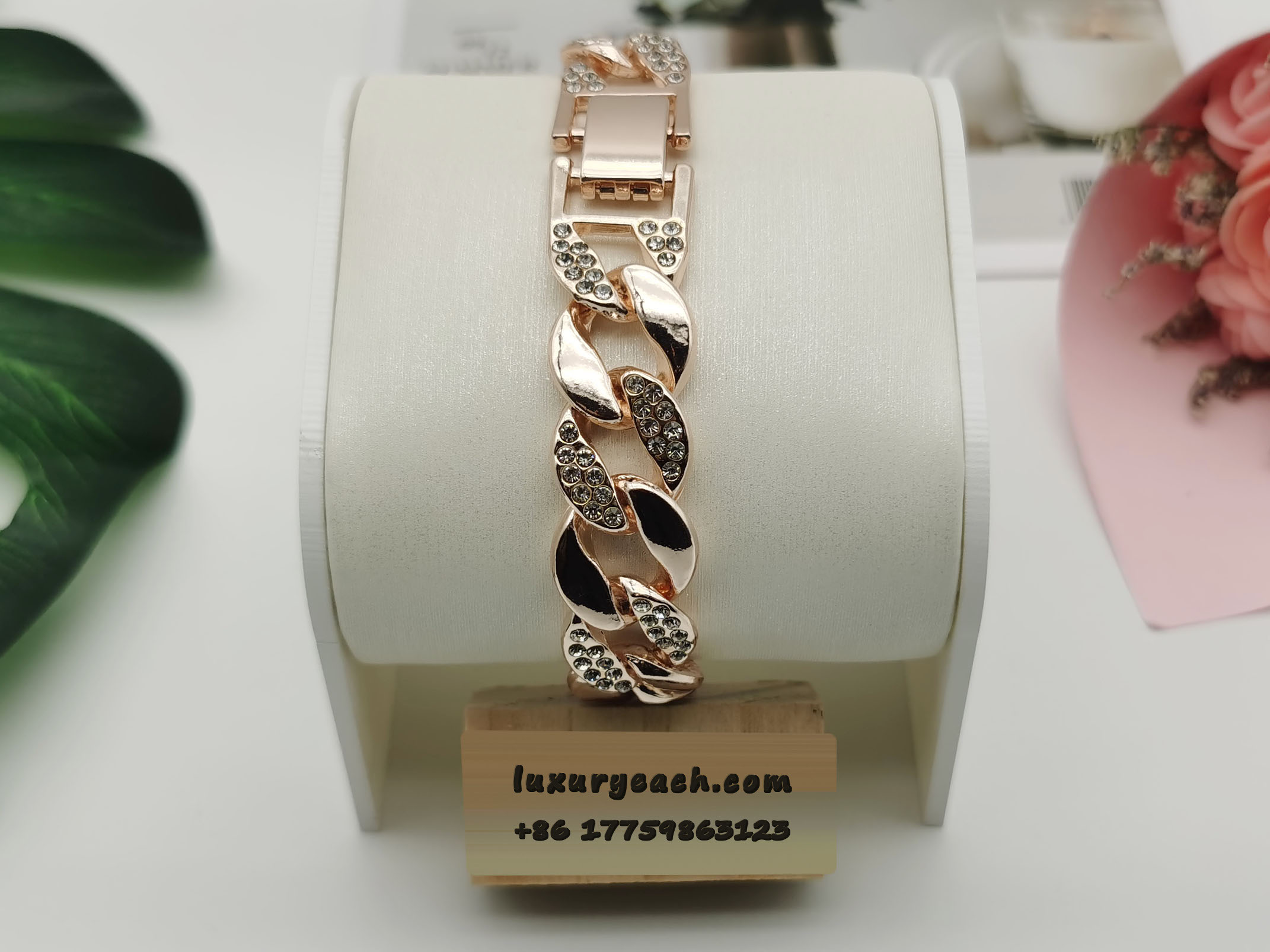 15mm Cuban Chain 18K Rose Gold Cuban Link Chain Mens Womens Cuban Link Bracelet
