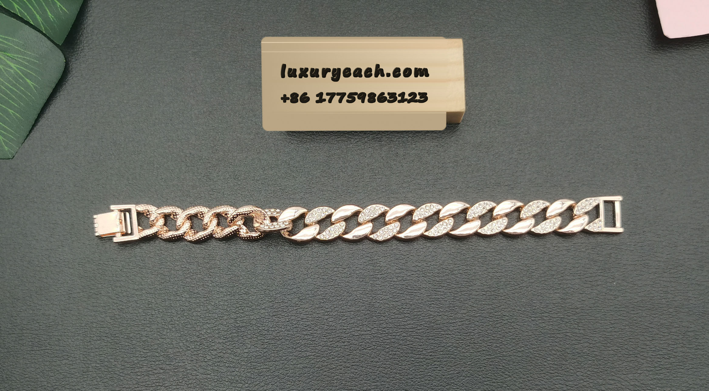 15mm Cuban Chain 18K Rose Gold Cuban Link Chain Mens Womens Cuban Link Bracelet