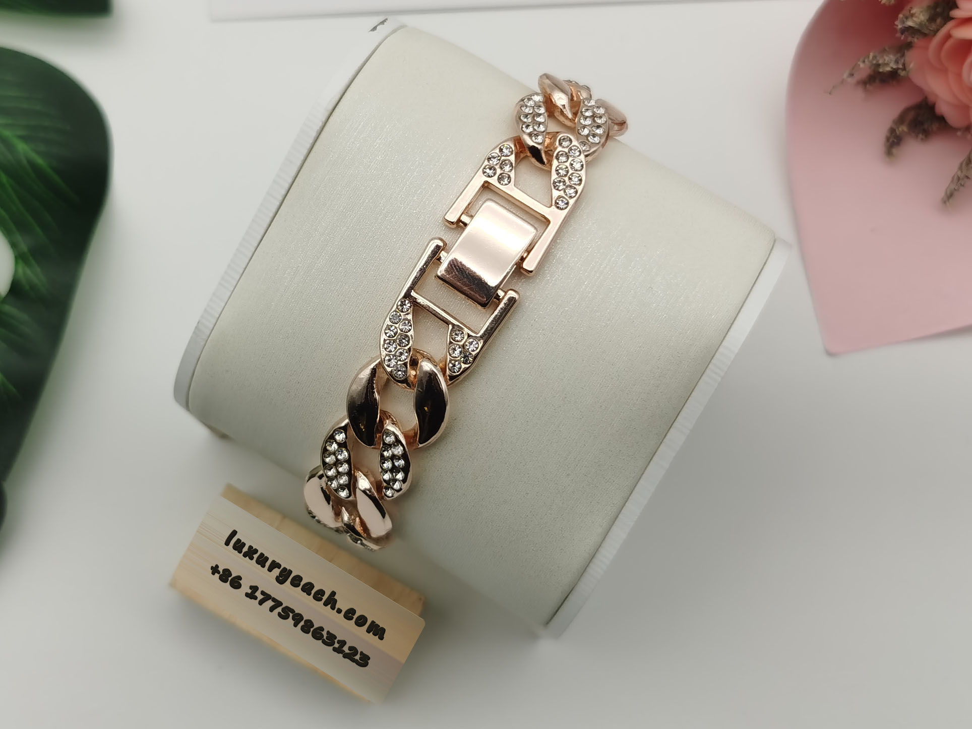 15mm Cuban Chain 18K Rose Gold Cuban Link Chain Mens Womens Cuban Link Bracelet