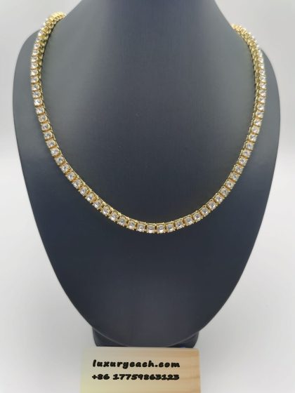 Cuban Tennis Chain Hip Hop Gold Cuban Link Chain Iced Out Diamond Cuban Link Necklace