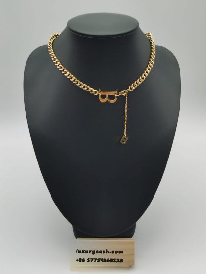 Hiphop Cuban Chain 14K Gold Cuban Link Chain B-letter Womens Cuban Link Necklace
