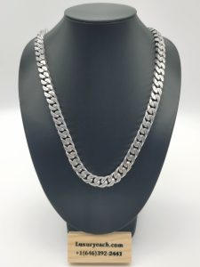 18K Gold Cuban Chain Double Brushed Three-Dimensional Cut Cuban Link Engraved Cuban Link Necklace
