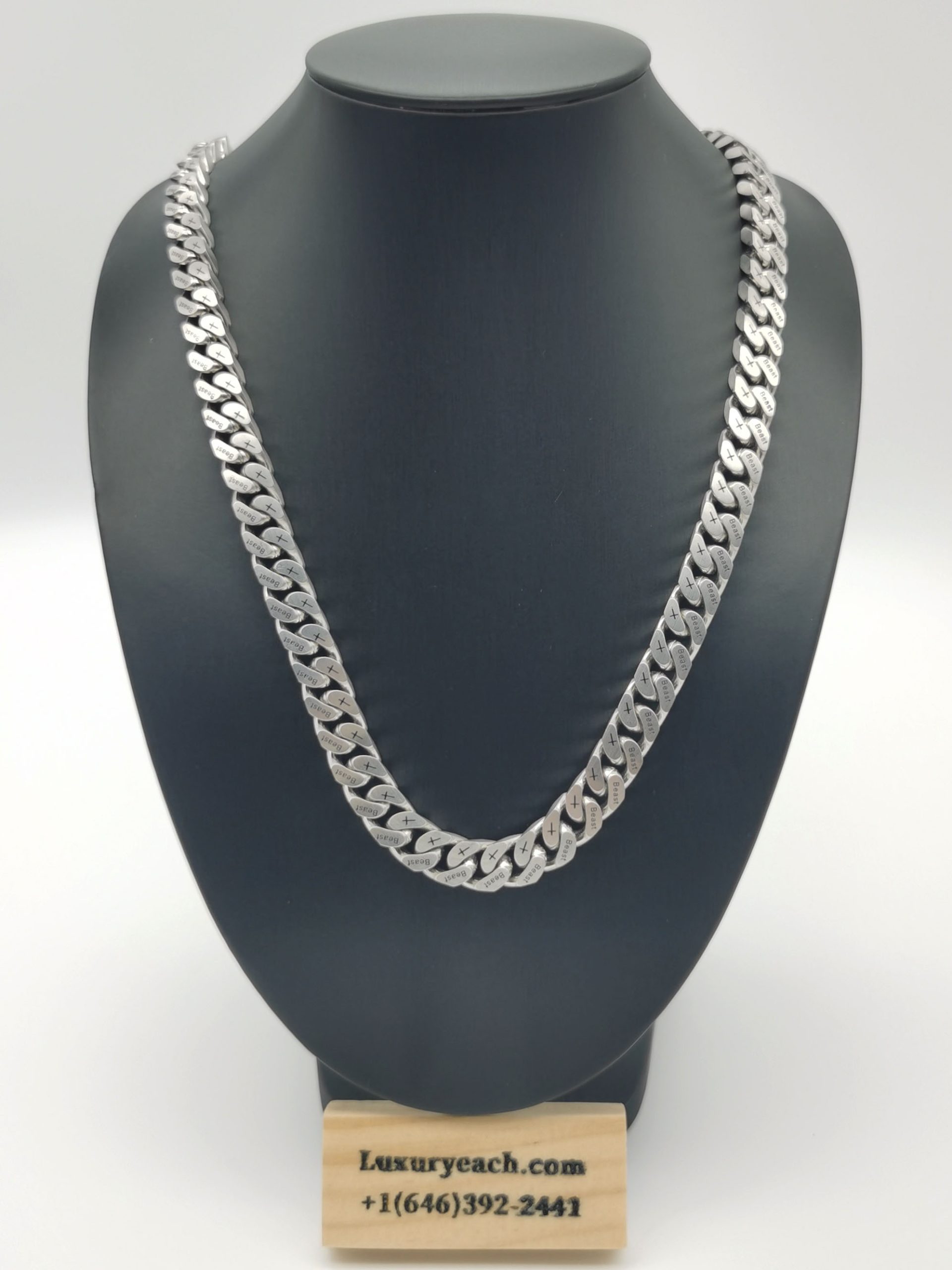 18K Gold Cuban Chain Double Brushed Three-Dimensional Cut Cuban Link Engraved Cuban Link Necklace