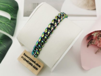 Trend Titanium Steel Quenched Color Cuban Chain Vacuum Plated Cuban Link Hip Hop Mens Cuban Link Bracelet
