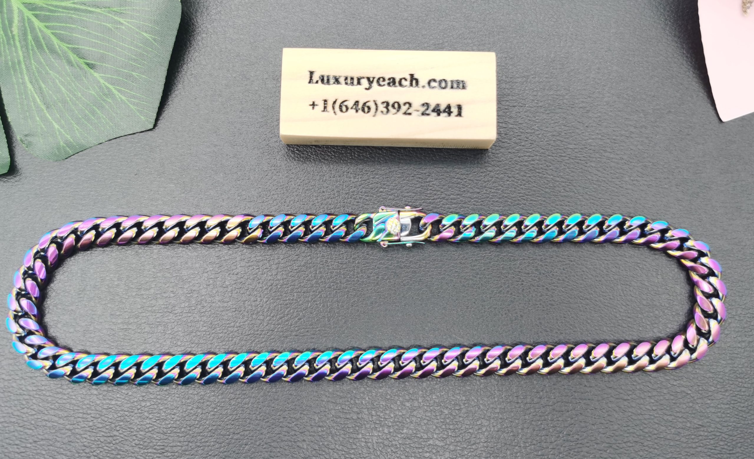 Trend Titanium Steel Quenched Color Cuban Chain Vacuum Plated Cuban Link Hip Hop Mens Cuban Link Necklace