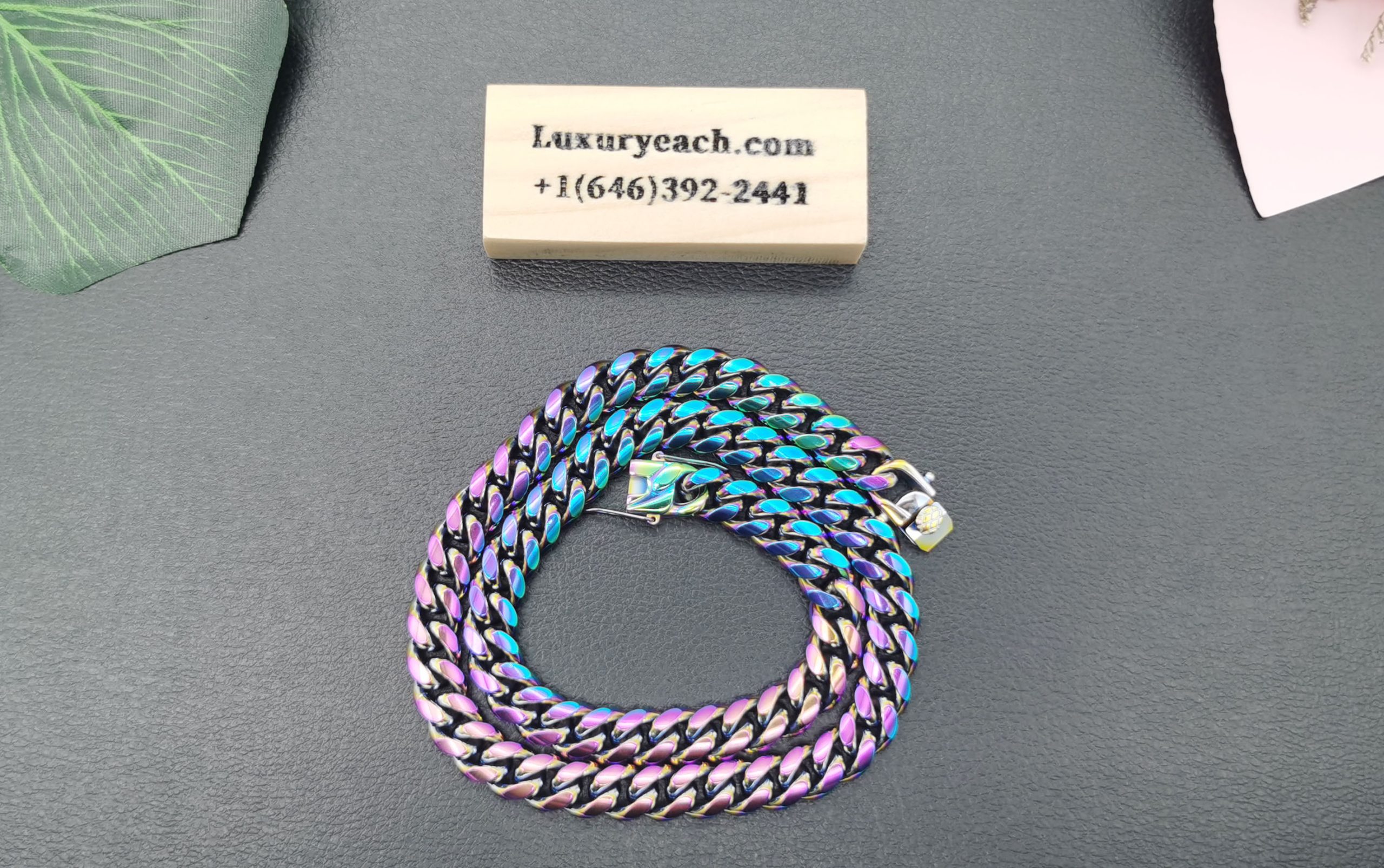 Trend Titanium Steel Quenched Color Cuban Chain Vacuum Plated Cuban Link Hip Hop Mens Cuban Link Necklace