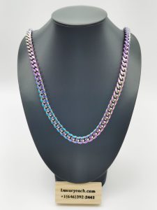 Trend Titanium Steel Quenched Color Cuban Chain Vacuum Plated Cuban Link Hip Hop Mens Cuban Link Necklace