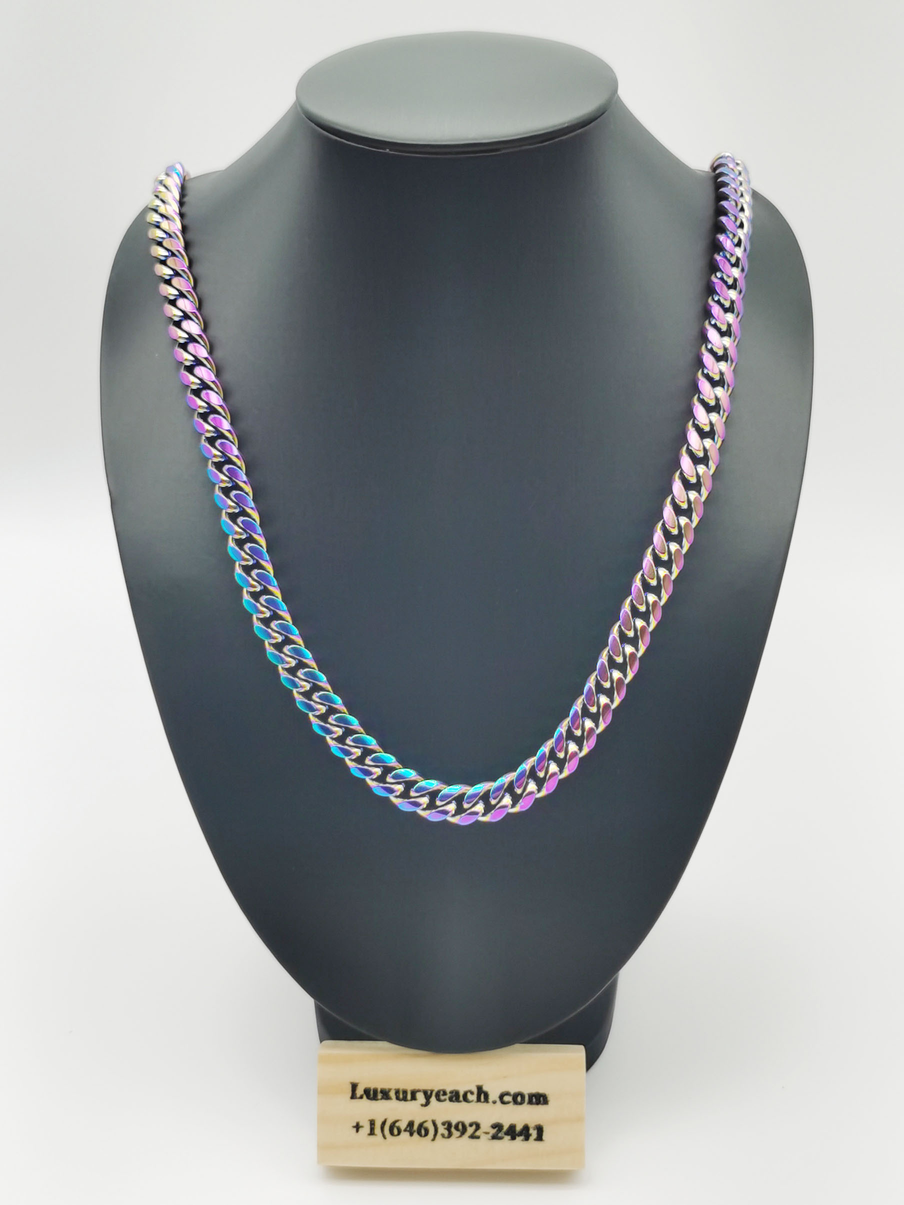 Trend Titanium Steel Quenched Color Cuban Chain Vacuum Plated Cuban Link Hip Hop Mens Cuban Link Necklace