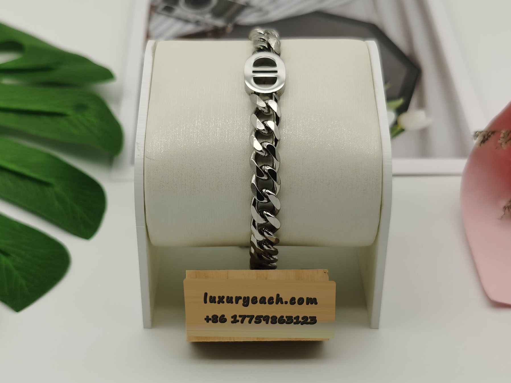 Double D Letter Titanium Steel Cuban Chain Fashion Womens Mens Cuban Link Bracelet