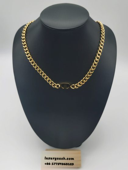 Double D Letter Titanium Steel Cuban Chain Personality Fashion Womens Mens Cuban Link Necklace