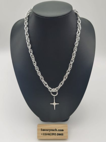 Hip Hop Titanium Steel Cuban Chain Cross Star Pendant Collarbone Cuban Link Couple Street Cuban Link Necklace