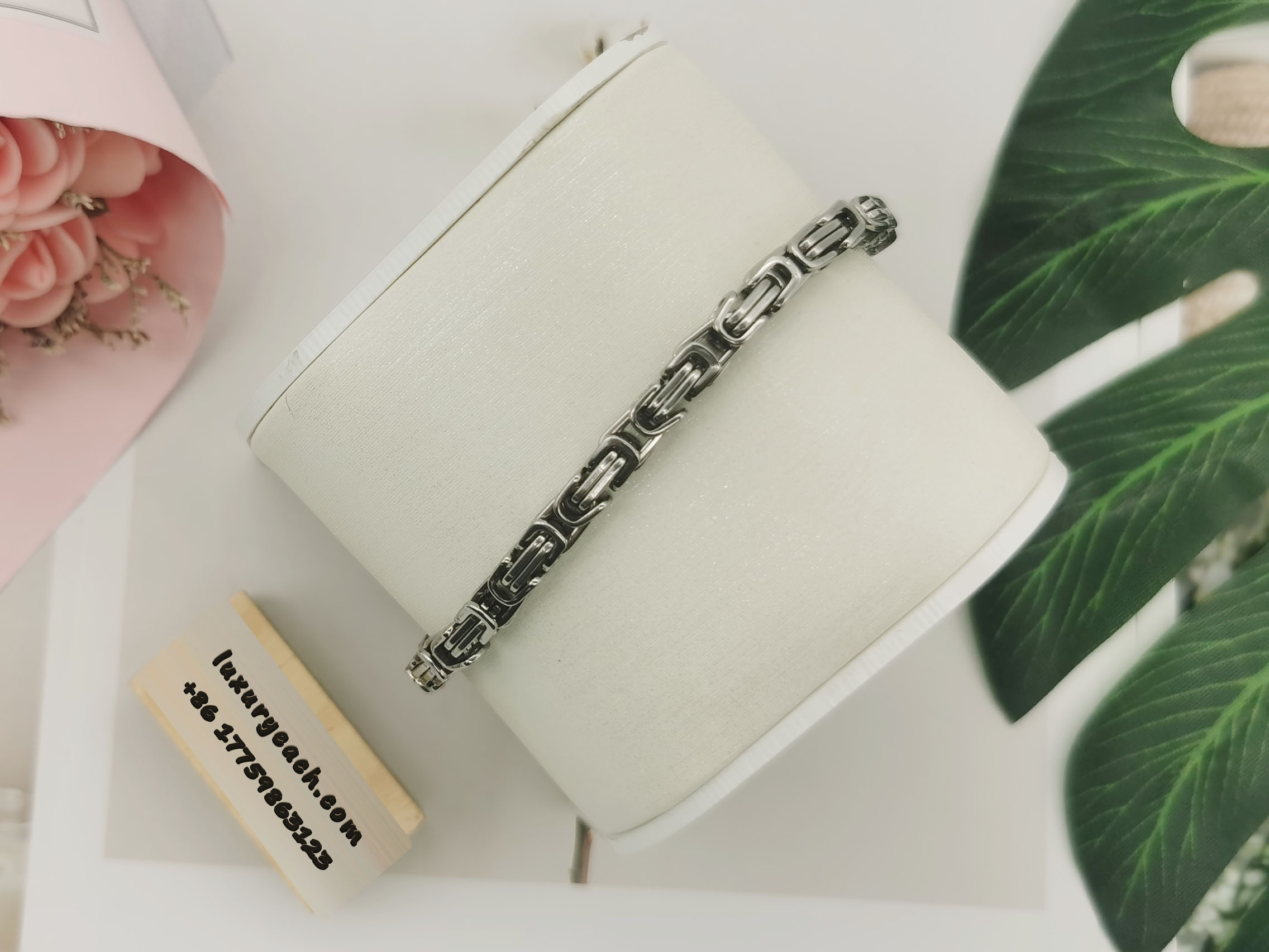 Ins Style Vintage Titanium Steel Imperial Cuban Chain Square Buckle Cuban Link Blacelet