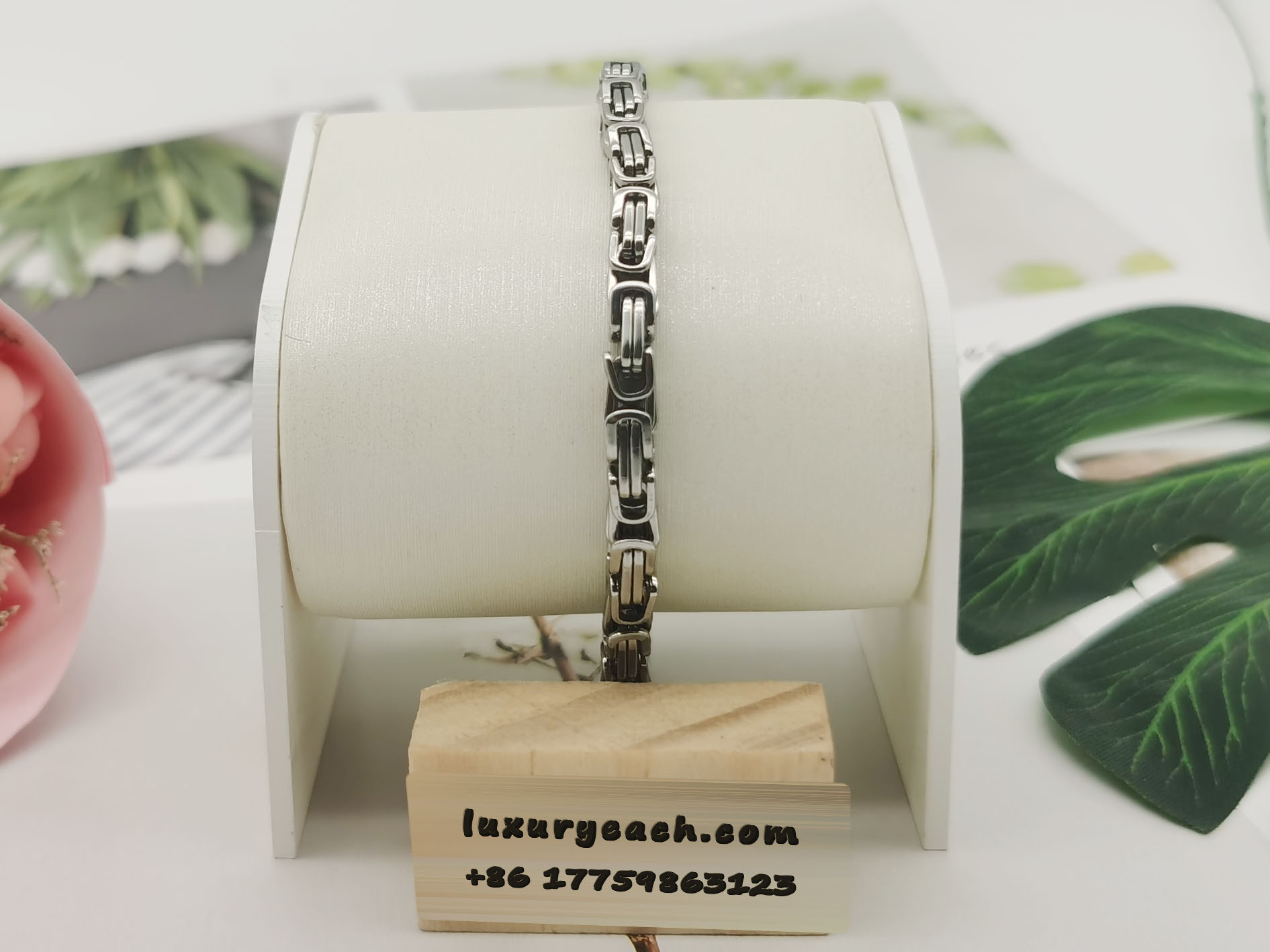 Ins Style Vintage Titanium Steel Imperial Cuban Chain Square Buckle Cuban Link Blacelet