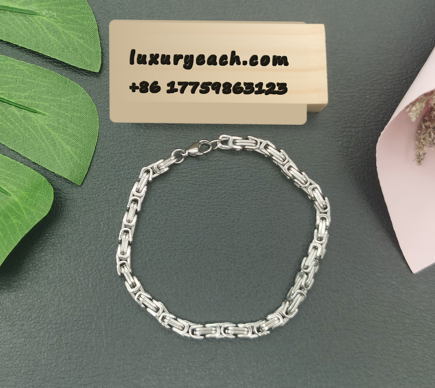 Ins Style Vintage Titanium Steel Imperial Cuban Chain Square Buckle Cuban Link Blacelet