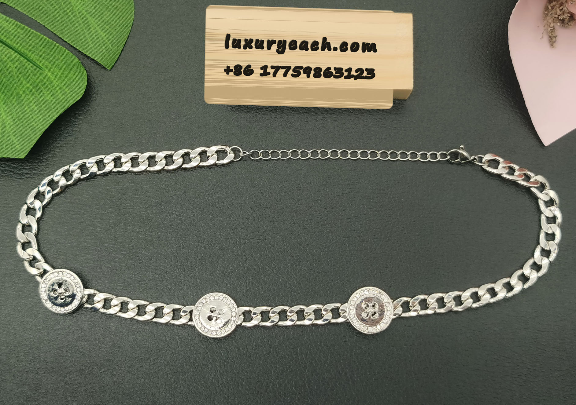 Ring Button Cuban Chain High Quality Accessories Zircon Short Womens Cuban Link Necklace