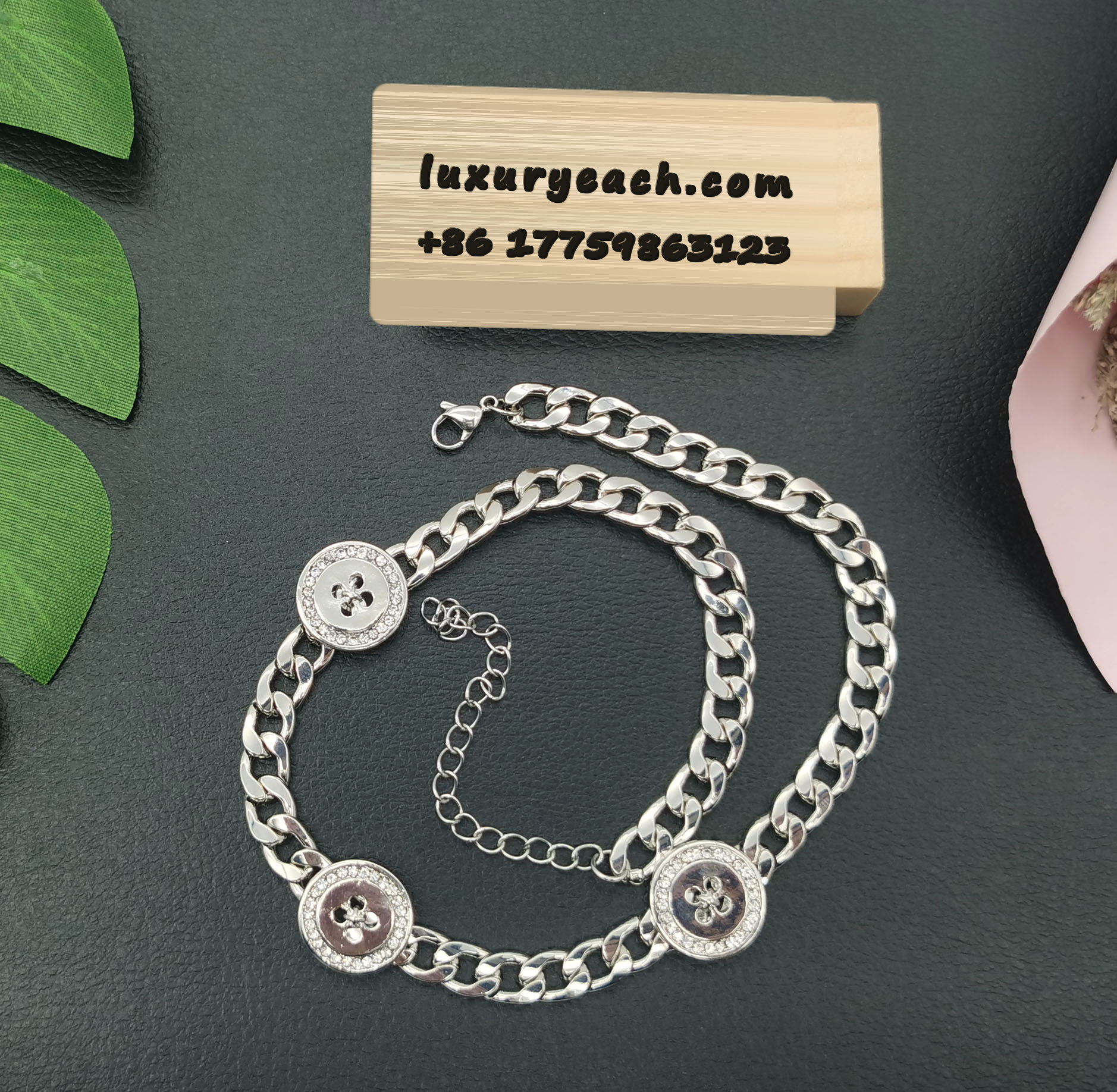 Ring Button Cuban Chain High Quality Accessories Zircon Short Womens Cuban Link Necklace
